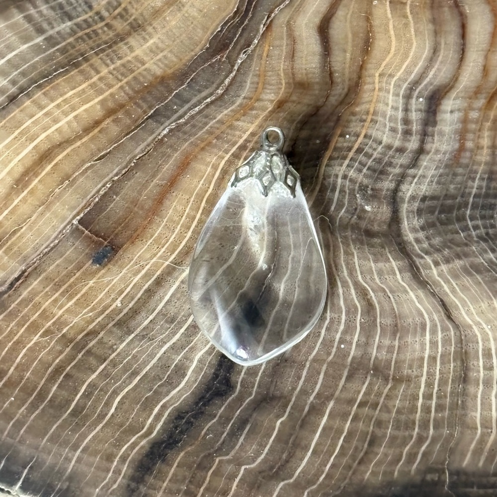 Clear Glass Teardrop Prism Pendant Necklace